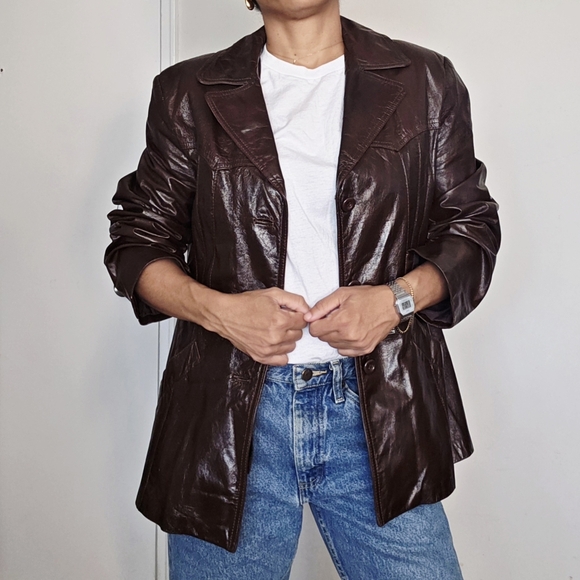 Vintage Jackets & Blazers - Burgandy / Oxblood Genuine Leather Jacket With Warm Lining M / L